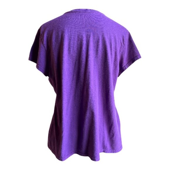 Champion Purple V-Neck T-Shirt XL Loose Fit Casual (2455-1) - Picture 2 of 3